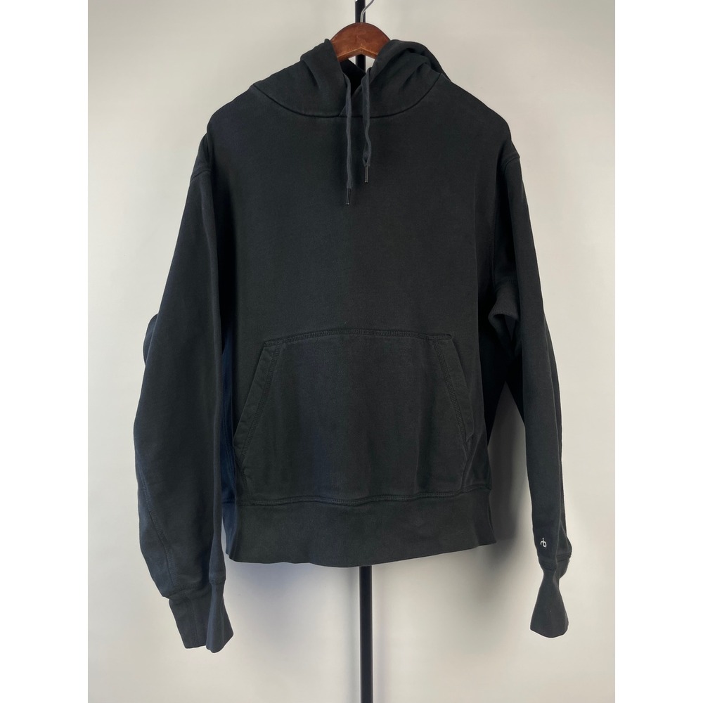 Rag & Bone Mens Organic Cotton French Terry Hoodie Washed Black Size‎ L Pullover
